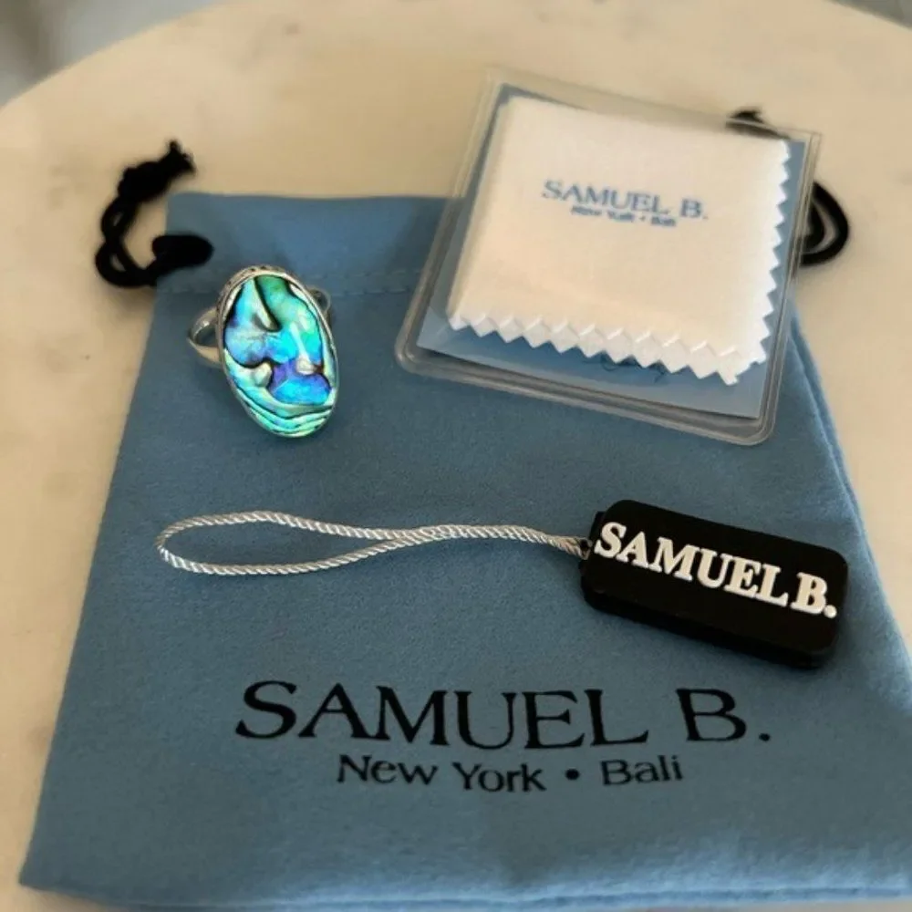 Samuel B. Sterling Silver Bezel Set Abalone Balinese Oval Ring,‎ Sizes 6, NWT